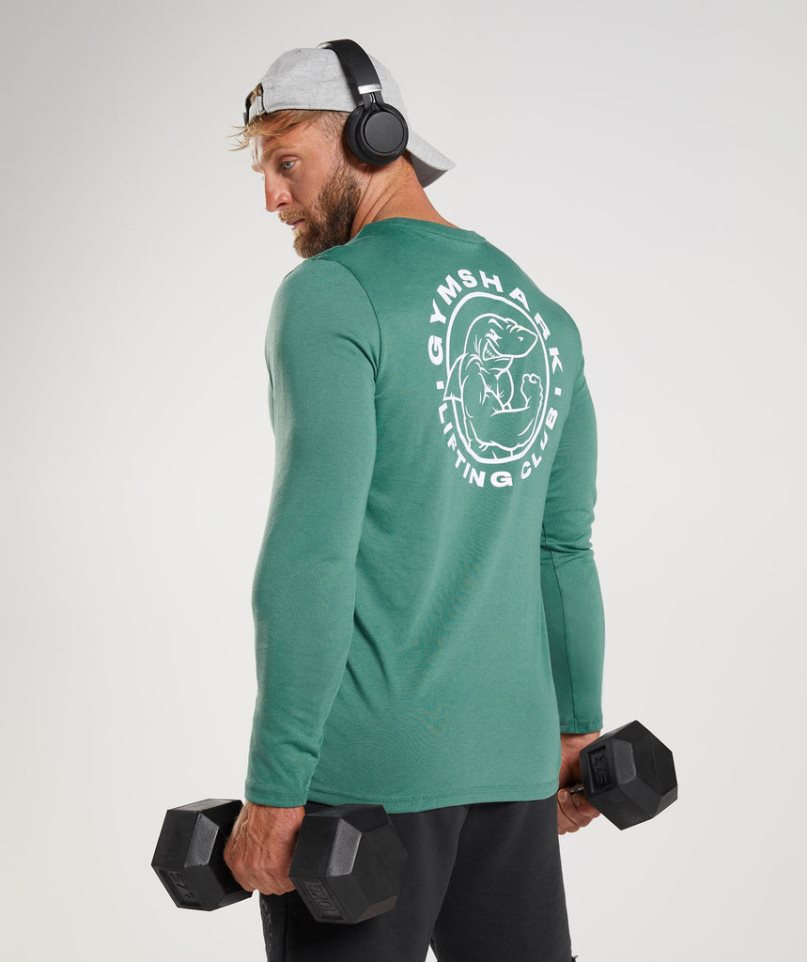 Men's Gymshark Legacy Long Sleeve T-Shirts Green | NZ 4EAVLT